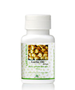 Green World Garlic Oil Softgel pack front view with nutrient information